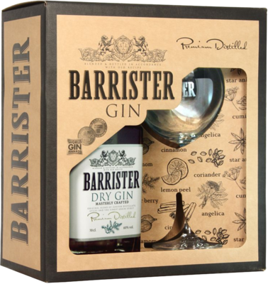 Barrister Dry Gin, в подарочной упаковке с бокалом